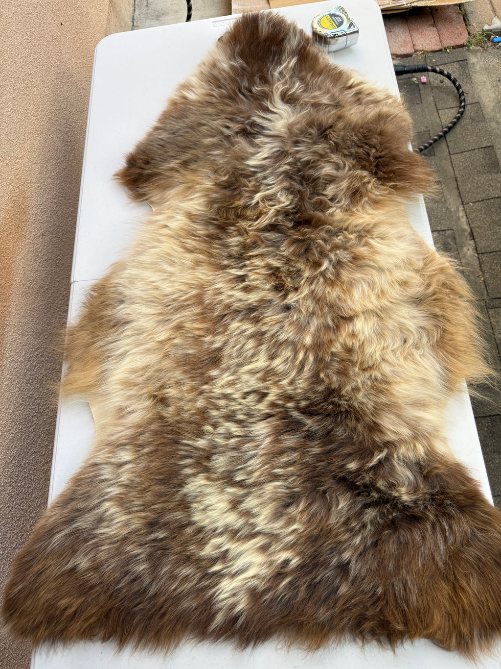 Golden Brown Brindle Medium Wool Sheepskin N013 - 38"