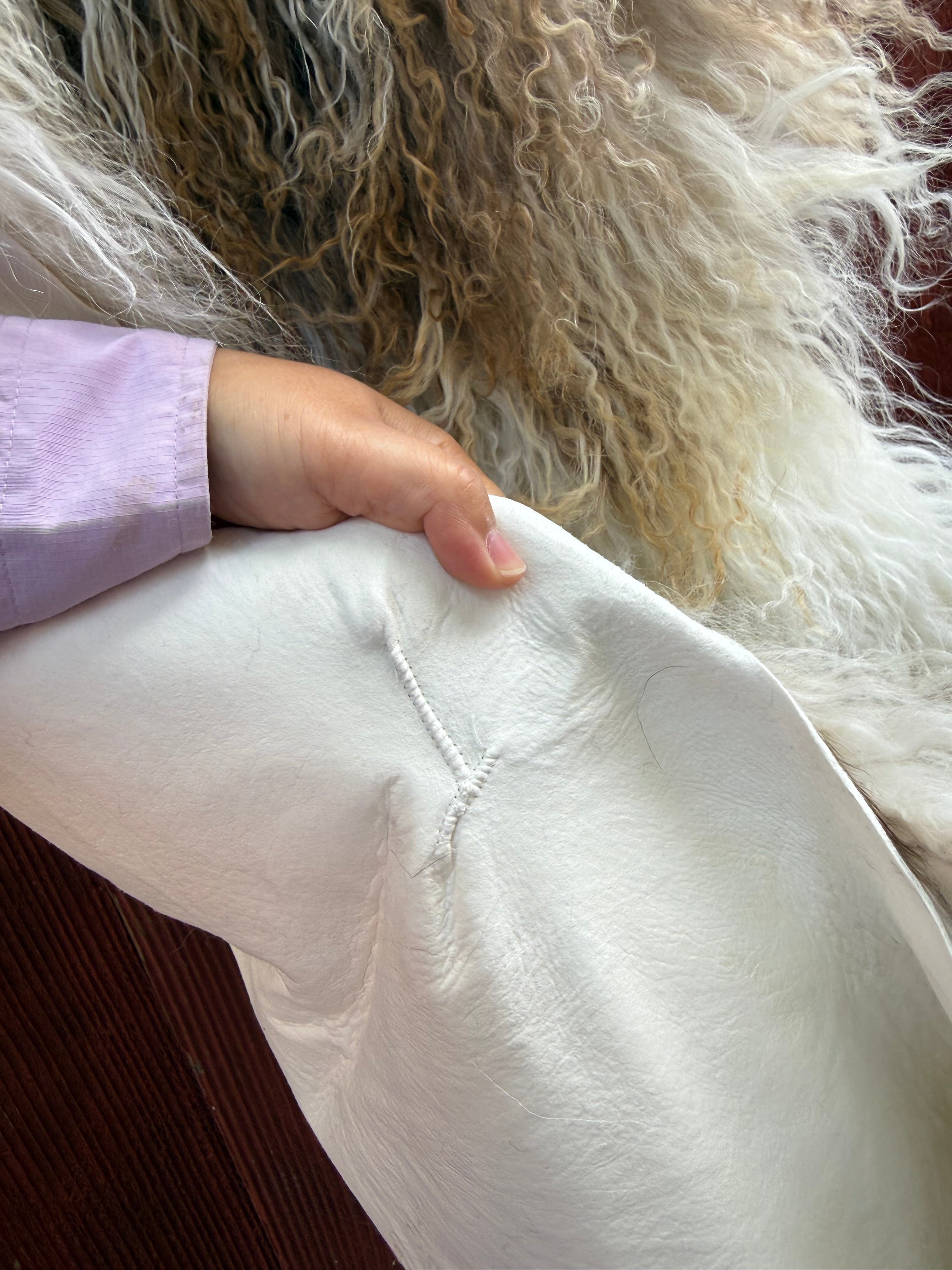 Extra Long Wool Sheepskin N916 - 42" Dual-Tone Light Brown Tips