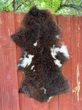 Genuine Sheepskin Rug - Long Wool Brown/White 40 in (#022)