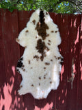 Short Wool Sheepskin N067 - 47" Natural White with Brown